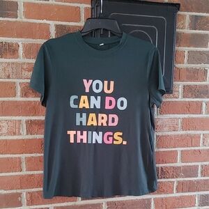 Shein Forest Green Message Short Sleeve Tee Shirt Size S